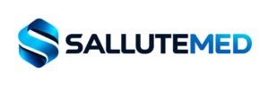 logotipo 3d sallu temed em azul e ciano